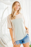 Heimish Full Size Contrast Round Neck Short Sleeve T-Shirt Plus Size - Trendsi