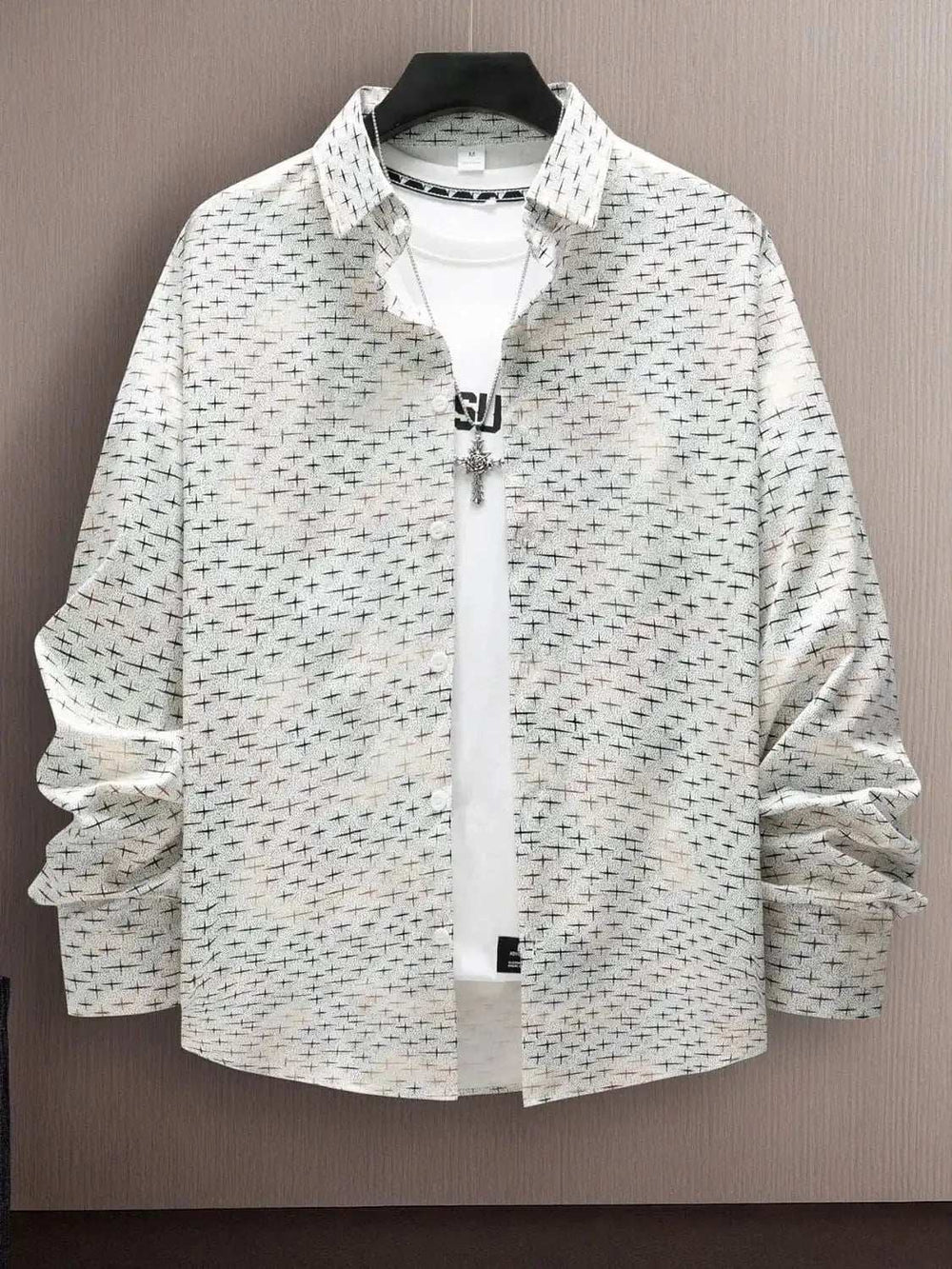 Men's Full Size Collared Neck Long Sleeve Shirt Plus Size - Trendsi - Flyclothing LLC