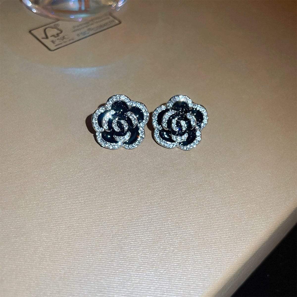 Copper Rhinestone Flower Earrings - Trendsi - Flyclothing LLC