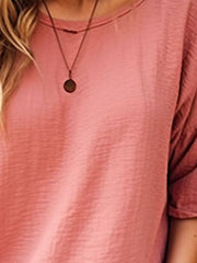 Full Size Round Neck Half Sleeve T-Shirt Plus Size - Trendsi