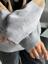 Leopard Color Block Round Neck Sweater - Trendsi - Flyclothing LLC