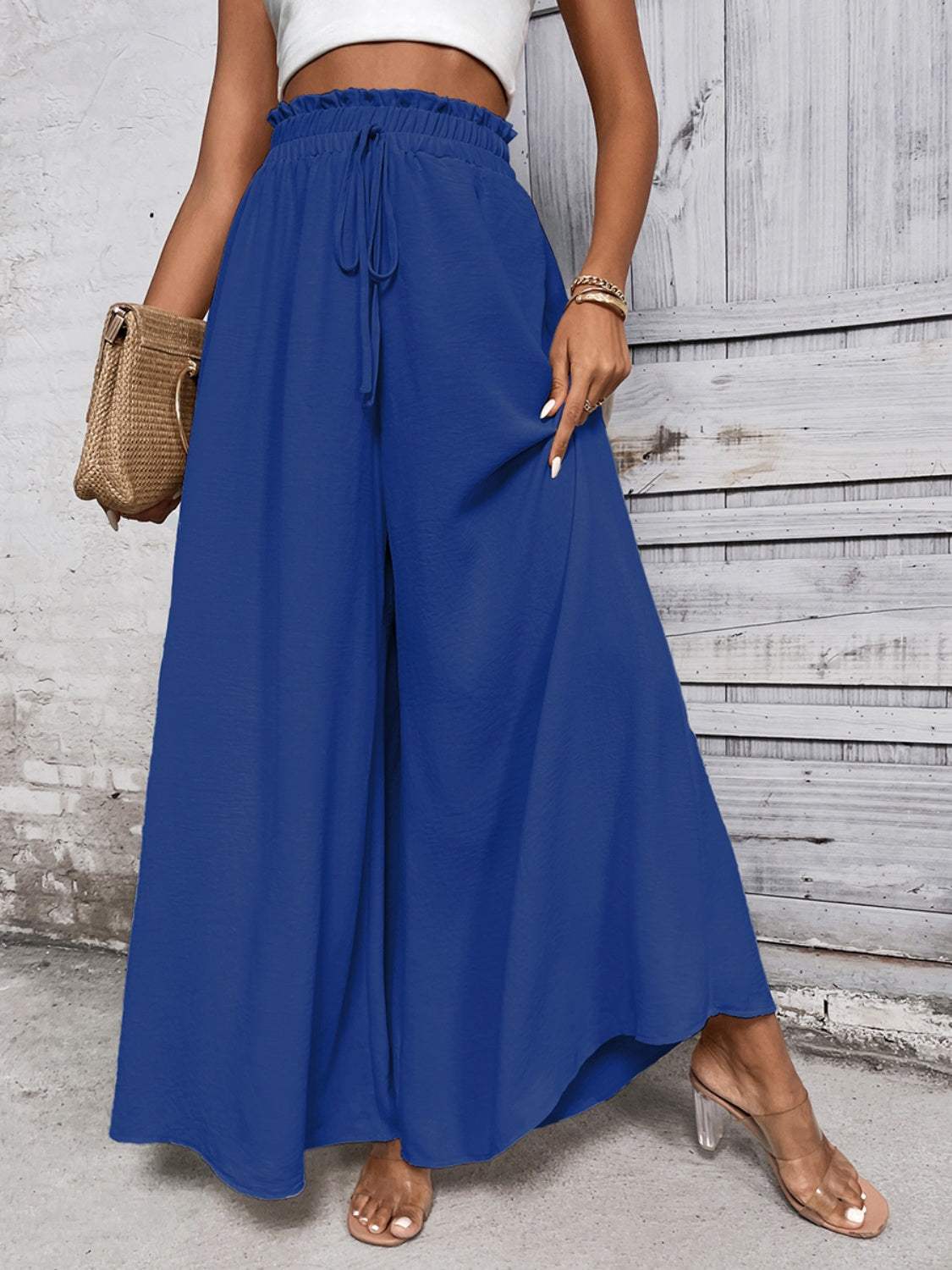 Tied High Waist Wide Leg Pants - Trendsi - Flyclothing LLC