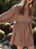 Cutout Textured Long Sleeve Mini Dress - Trendsi - Flyclothing LLC