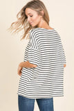 BOMBOM Striped Round Neck T-Shirt - Trendsi