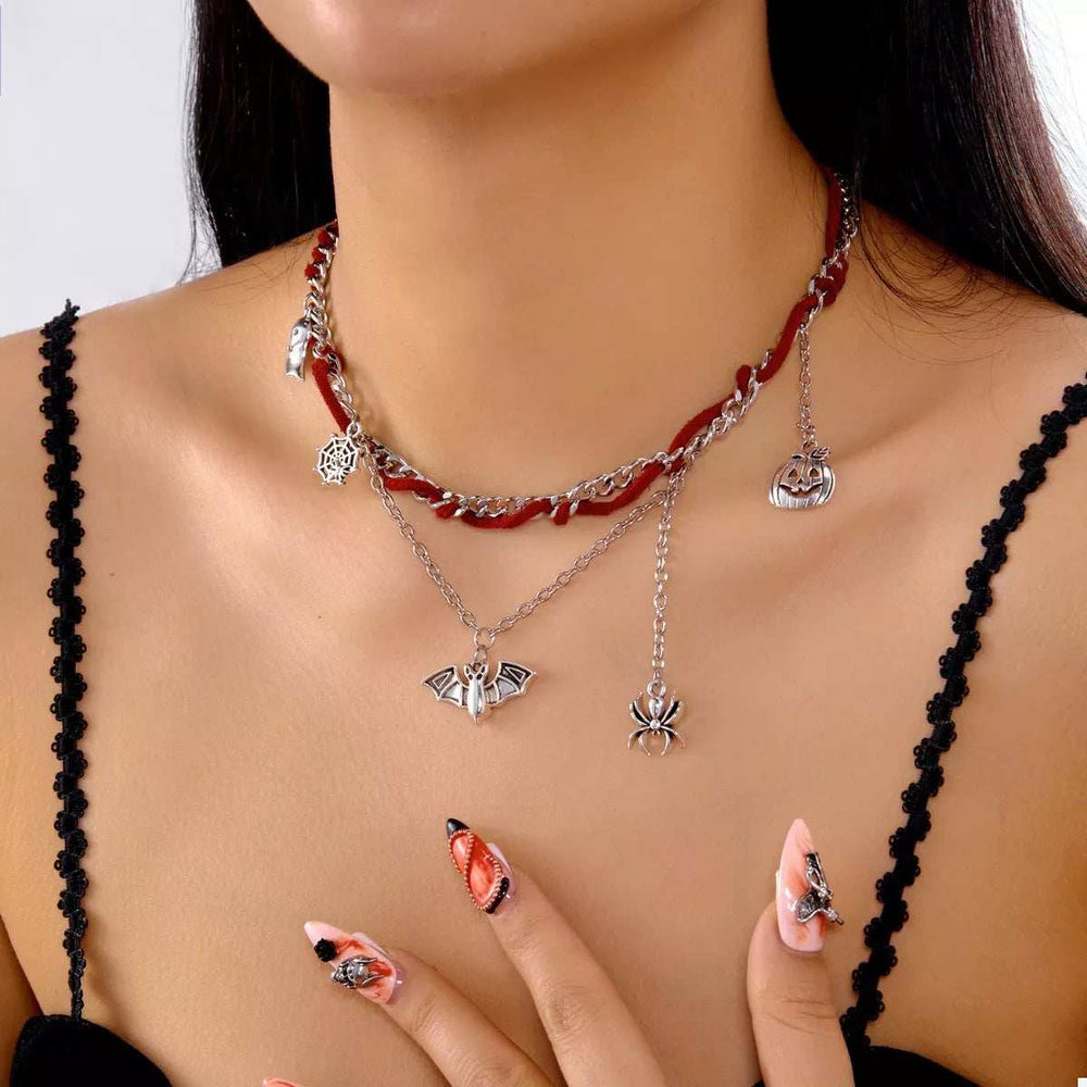 Halloween Double Layered Pendant Necklace - Trendsi - Flyclothing LLC