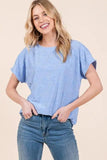 BOMBOM Textured Floral Pattern Short Sleeve T-Shirt - Trendsi