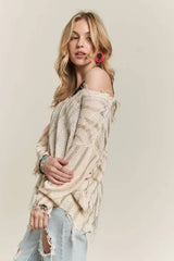 ADORA Frayed Zebra Knit Top - Trendsi - Flyclothing LLC