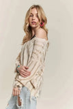 ADORA Frayed Zebra Knit Top - Trendsi