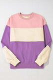 Contrast Round Neck Long Sleeve Sweatshirt - Trendsi - Flyclothing LLC