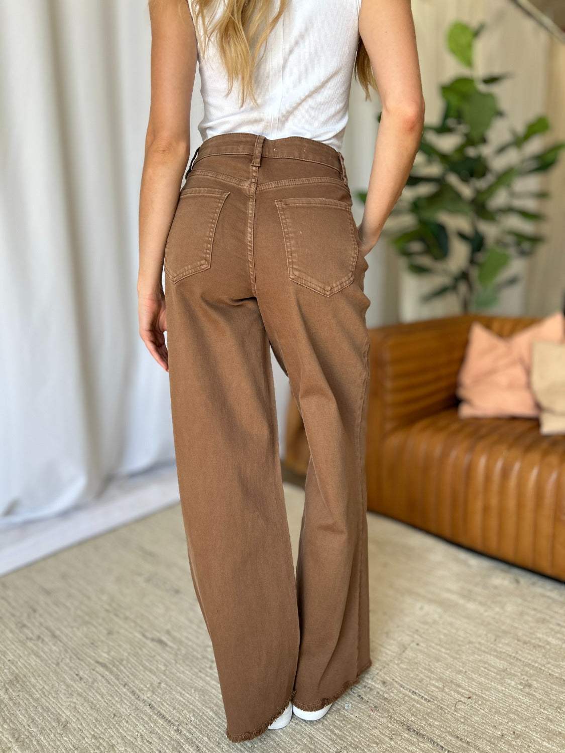 RFM Full Size High Rise Garment Dye Wide Leg Jeans - Trendsi - Flyclothing LLC
