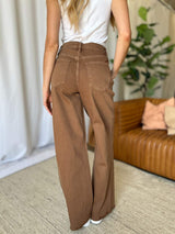 RFM Full Size High Rise Garment Dye Wide Leg Jeans - Trendsi - Flyclothing LLC