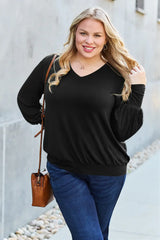 Basic Bae Full Size V-Neck Lantern Sleeve Top - ShopBasicbae - Flyclothing LLC