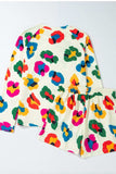 Leopard Round Neck Long Sleeve Top and Drawstring Shorts Set - Trendsi - Flyclothing LLC
