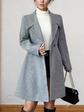 Double-Breasted Wool Blend Coat - Trendsi - Flyclothing LLC