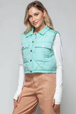 Snobbish Snap Down Quilted Crop Vest - Trendsi