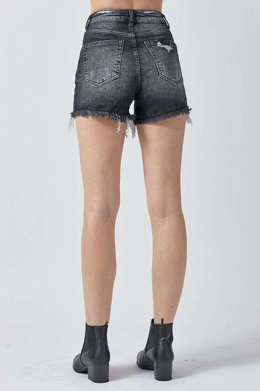 RISEN Full Size High Rise Distressed Denim Shorts - Trendsi - Flyclothing LLC
