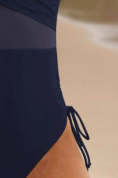 Drawstring Ruched V-Neck One-Piece Swimwear - Trendsi - Flyclothing LLC