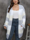 Plus Size Open Front Long Sleeve Cardigan - Trendsi - Flyclothing LLC