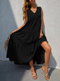 Tiered V-Neck Sleeve Dress - Trendsi - Flyclothing LLC