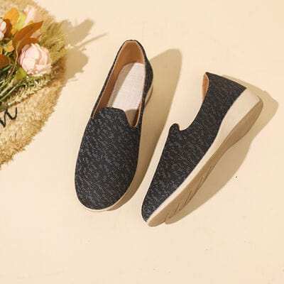 Contrast Round Toe Slip-Ons - Trendsi - Flyclothing LLC