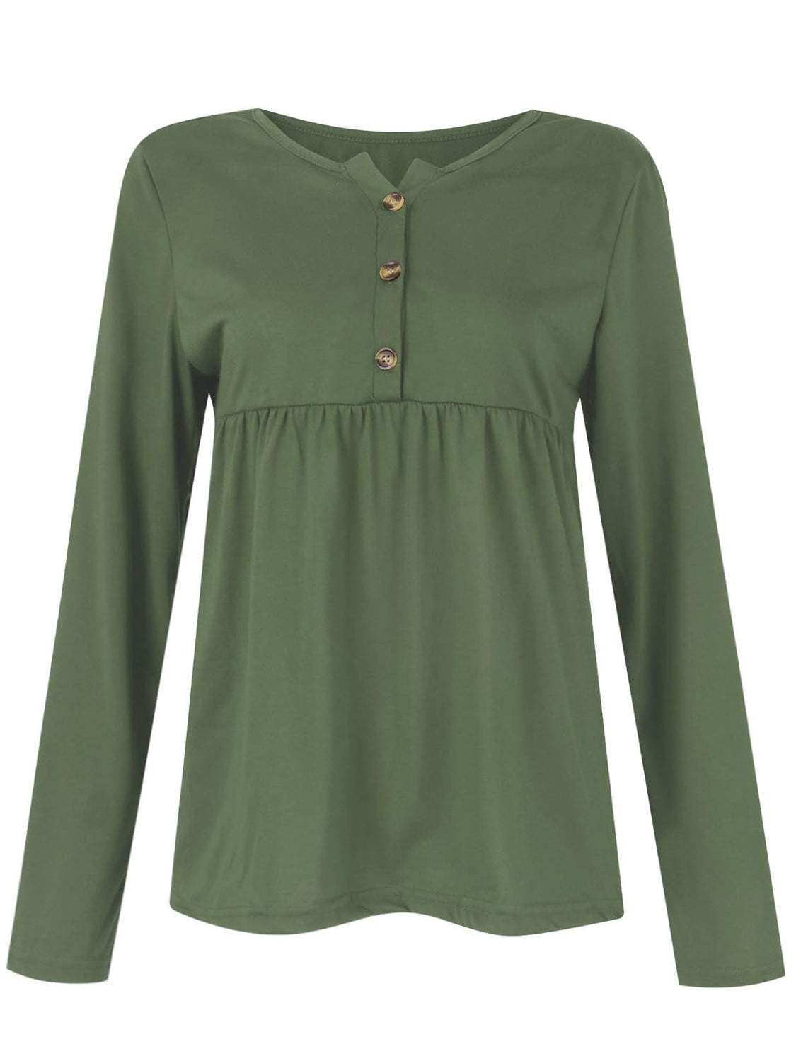 Half Button Long Sleeve T-Shirt - Trendsi - Flyclothing LLC
