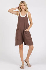 Mittoshop Scoop Neck Spaghetti Strap Overalls with Pockets - Trendsi - Flyclothing LLC