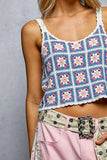 POL Scalloped Edge Cropped Crochet Cami with Granny Square Pattern - Trendsi - Flyclothing LLC
