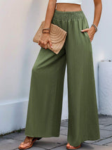 Perfee Smocked Wide Leg Pants - Trendsi - Flyclothing LLC
