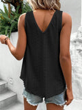 Eyelet V-Neck Wide Strap Tank - Trendsi