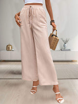 Tied Wide Leg Pants with Pockets - Trendsi - Flyclothing LLC