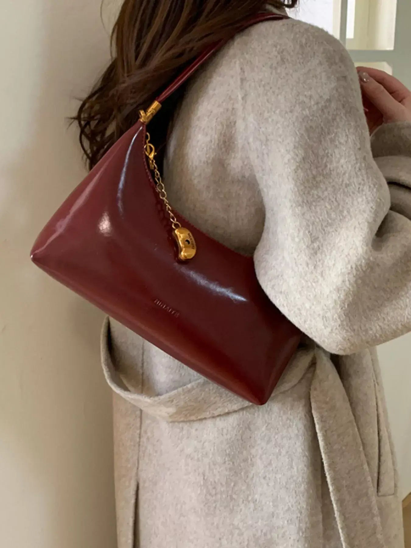 Chain Charm Leather Shoulder Bag - Trendsi - Flyclothing LLC