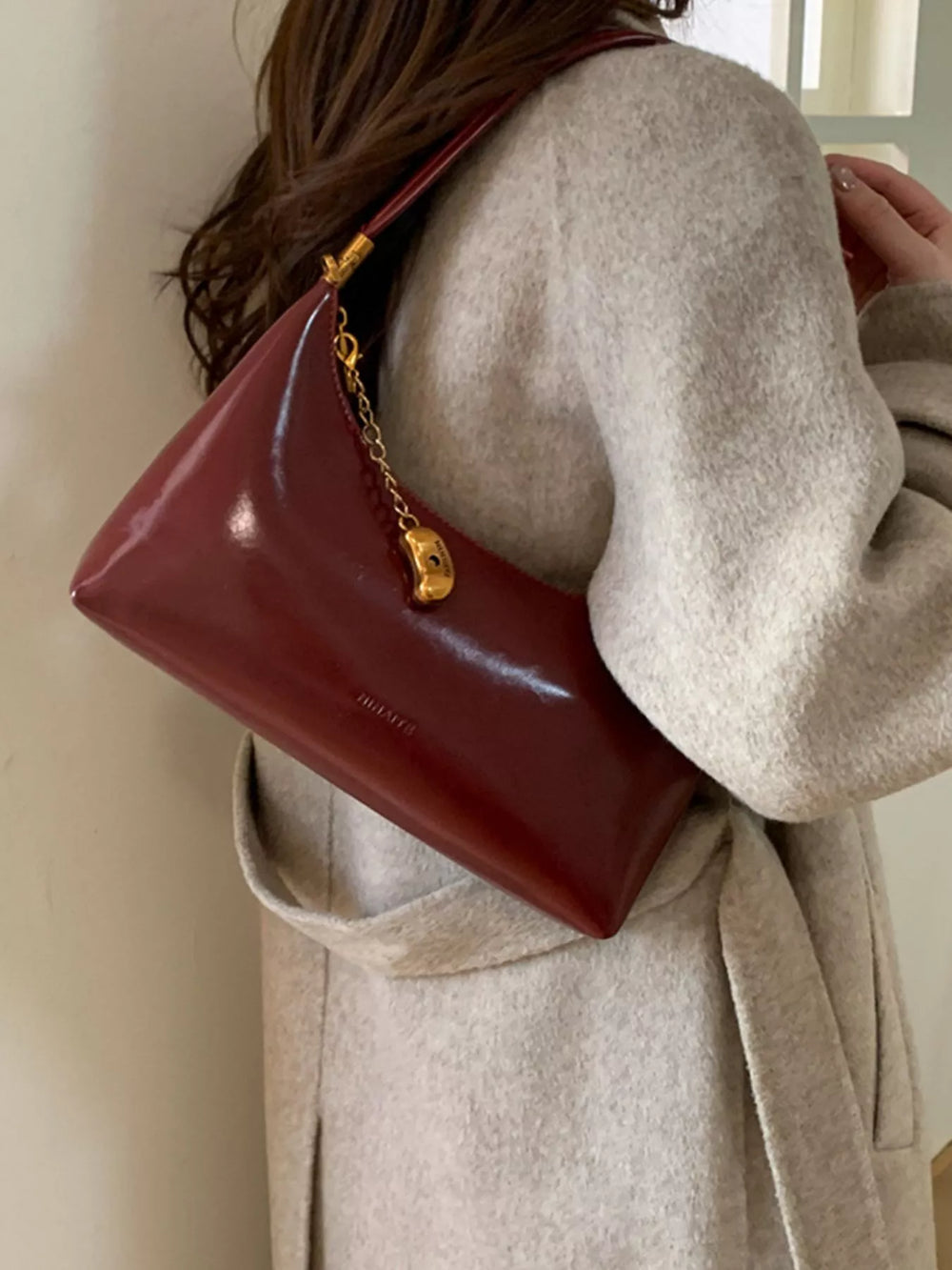 Chain Charm Leather Shoulder Bag - Trendsi - Flyclothing LLC