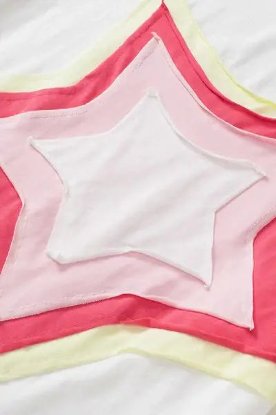 Color Block Star Patched Oversized T-Shirt - Trendsi - Flyclothing LLC