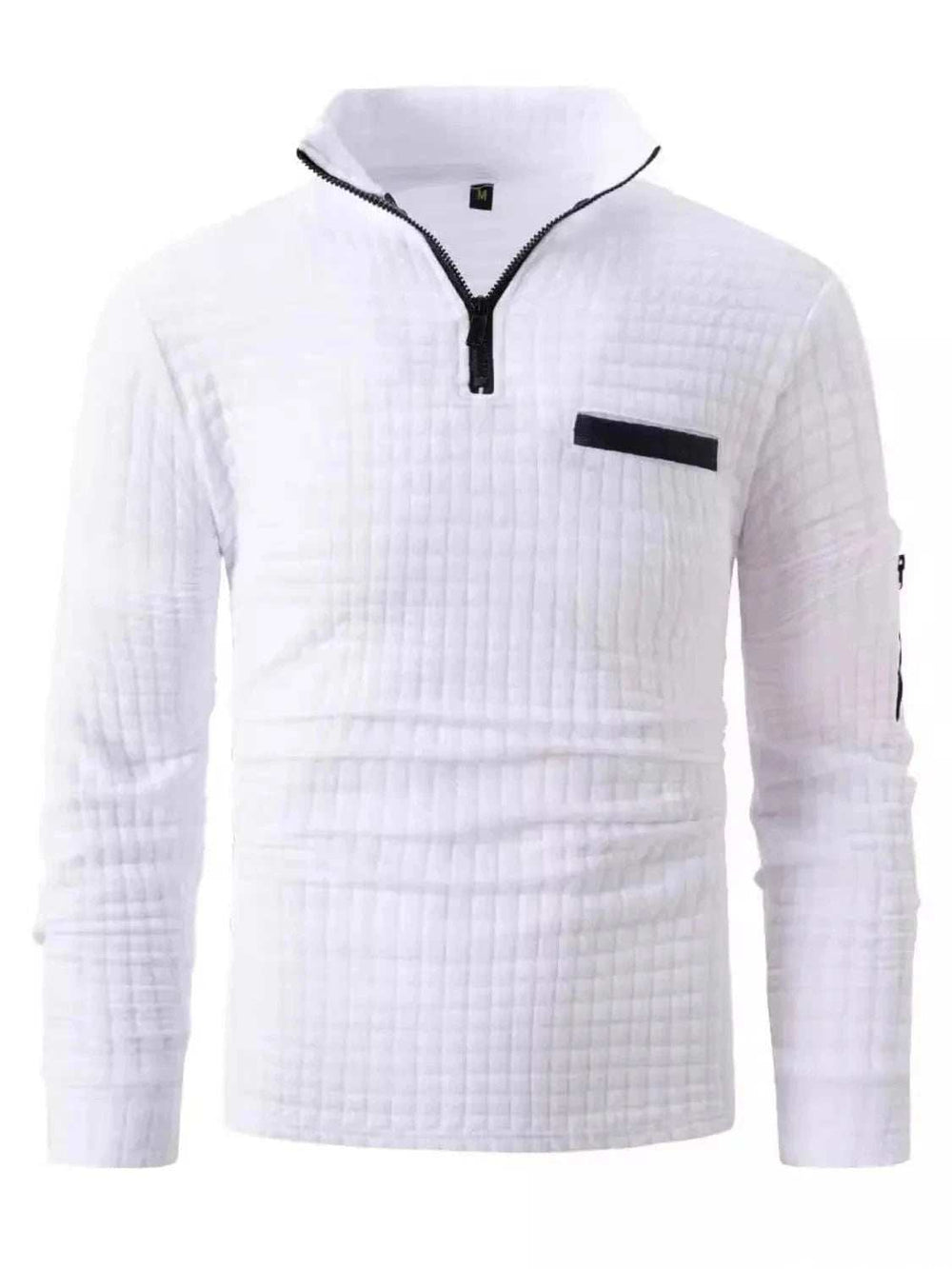 Men's Full Size Quarter Zip Long Sleeve Polo Plus Size - Trendsi - Flyclothing LLC