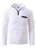 Men's Full Size Quarter Zip Long Sleeve Polo Plus Size - Trendsi