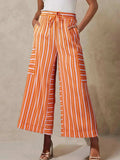 Contrast Striped Wide leg Pants - Trendsi - Flyclothing LLC