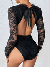 Lace Long Sleeve Bodysuit - Trendsi - Flyclothing LLC