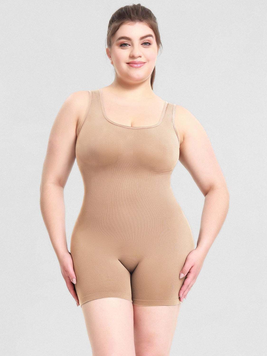 Scoop Neck Wide Strap Shaping Romper - Trendsi - Flyclothing LLC