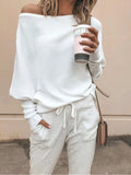 Full Size One-Shoulder Ribbed Sweater Plus Size - Trendsi - Flyclothing LLC