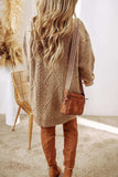 Cable-Knit Round Neck Sweater Dress - Trendsi - Flyclothing LLC