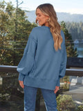 Slit Round Neck Long Sleeve Sweatshirt - Trendsi - Flyclothing LLC
