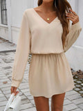 Cutout V-Neck Long Sleeve Mini Dress - Trendsi - Flyclothing LLC