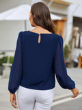 Round Neck Balloon Sleeve Blouse - Trendsi - Flyclothing LLC