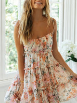 Floral Print Ruffle Tiered Mini Dress - Trendsi - Flyclothing LLC
