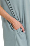 Zenana Rolled Short Sleeve Round Neck Dress - Trendsi