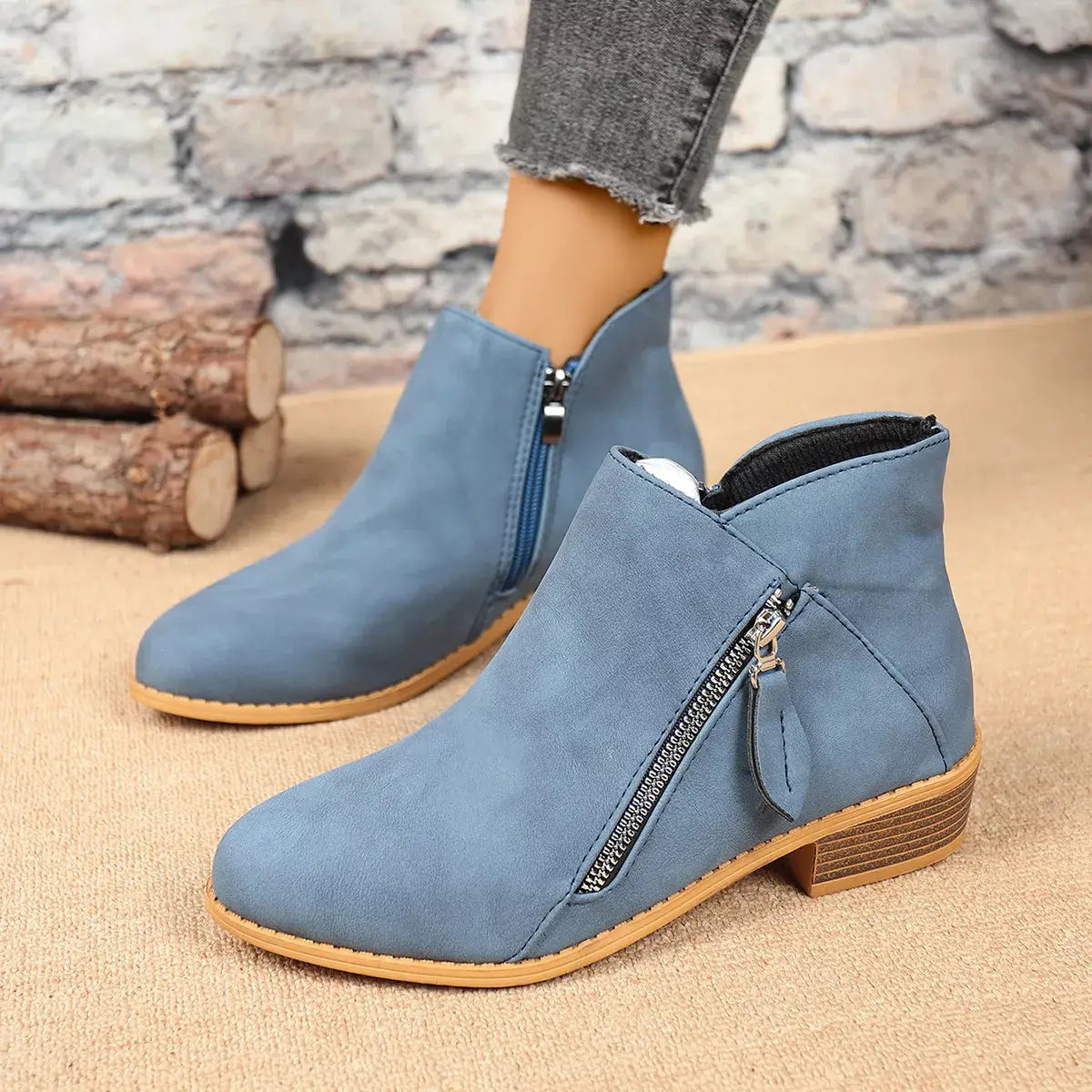Size Zipper Block Heels Boots - Trendsi - Flyclothing LLC
