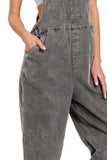 Zenana Washed Knot Strap Relaxed Fit Overalls - Trendsi