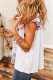 Ruffled Floral Square Neck Cap Sleeve Blouse - Trendsi