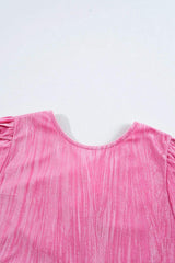 Tied Round Neck Flounce Sleeve Mini Dress - Trendsi - Flyclothing LLC
