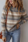 Striped Round Neck Long Sleeve Sweater - Trendsi